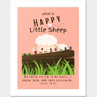 What A Happy Little Sheep | John 10:27 Posters and Art